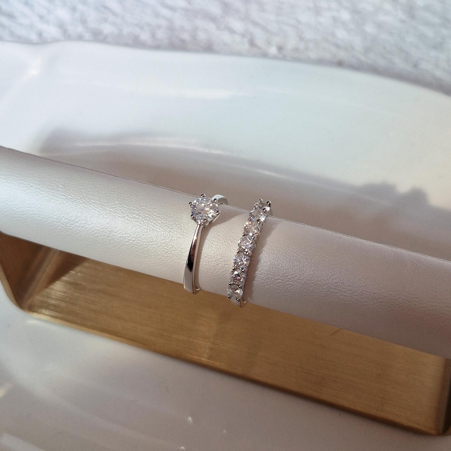 pure moments Moissanite diamond Solitaire Sterling Silver Ring. wedding band.