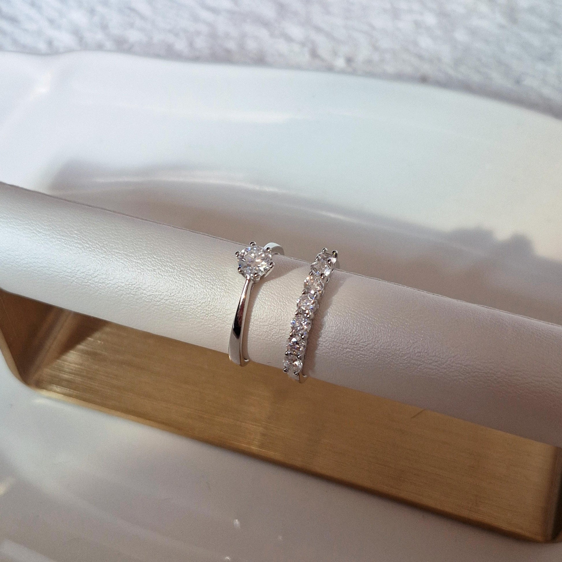 pure moments Moissanite diamond Solitaire Sterling Silver Ring. wedding band.