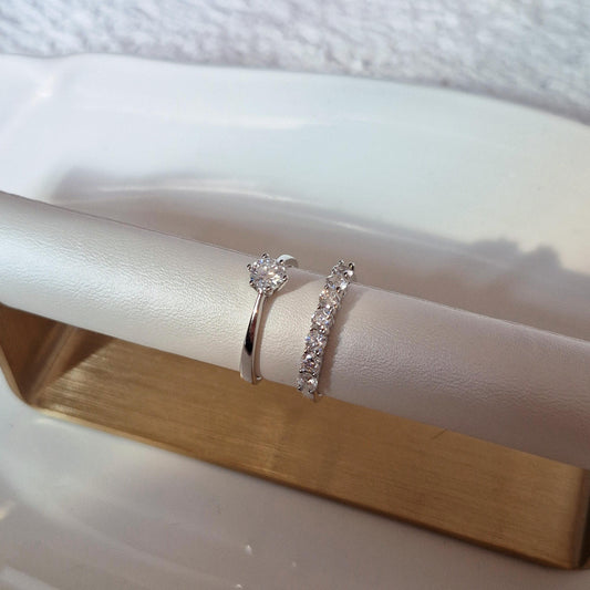 pure moments Moissanite diamond Solitaire Sterling Silver Ring. wedding band.