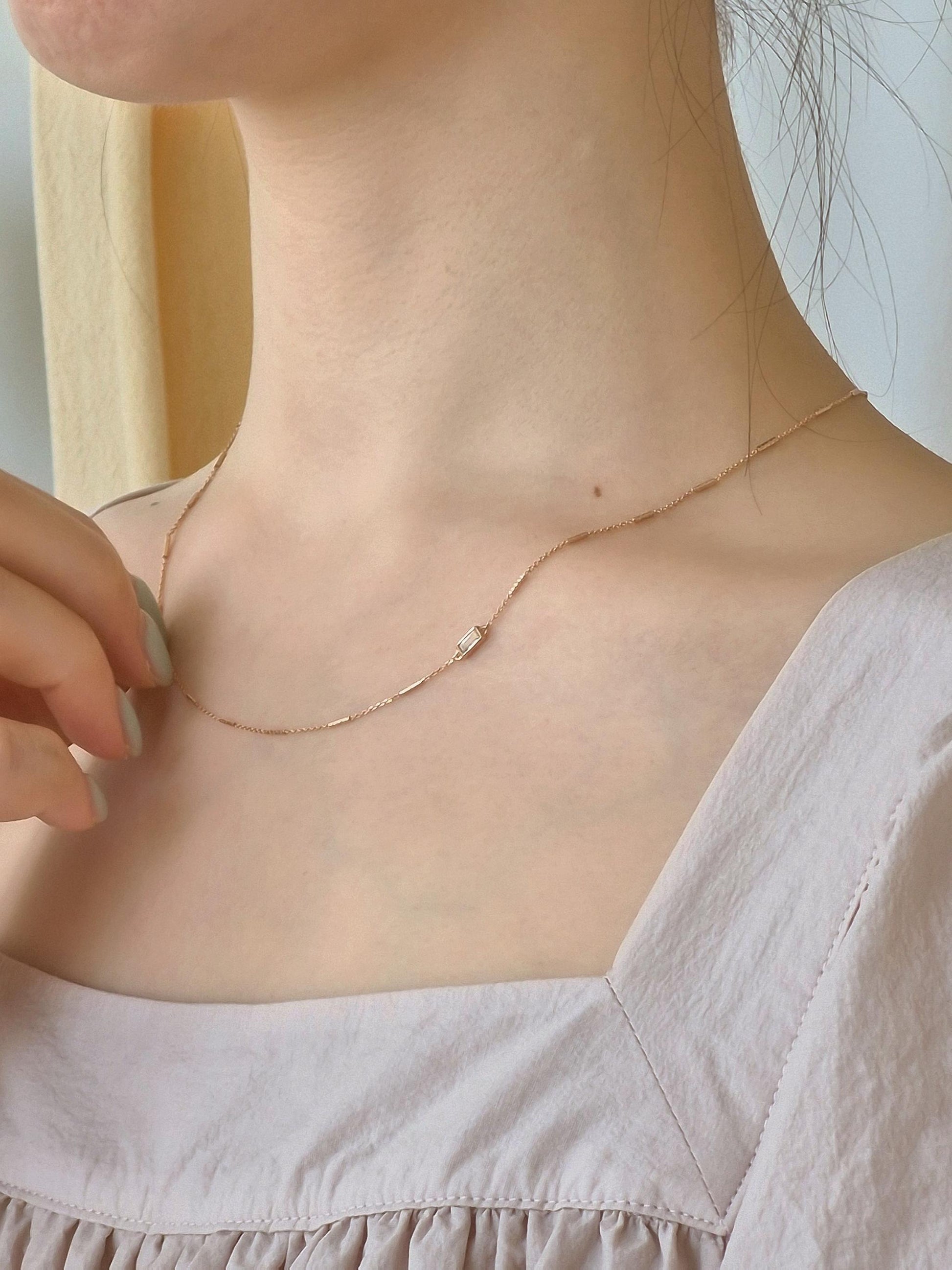 rectangular smoky quartz rose gold necklace 925 sterling silver gold filled necklace.