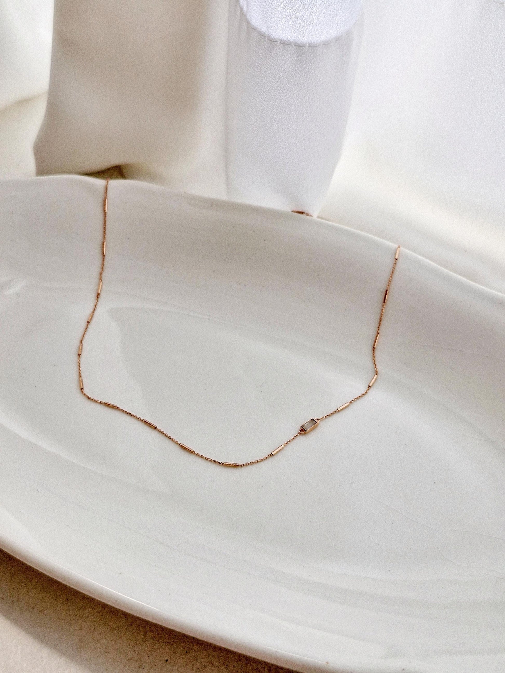 rectangular smoky quartz rose gold necklace 925 sterling silver gold filled necklace.