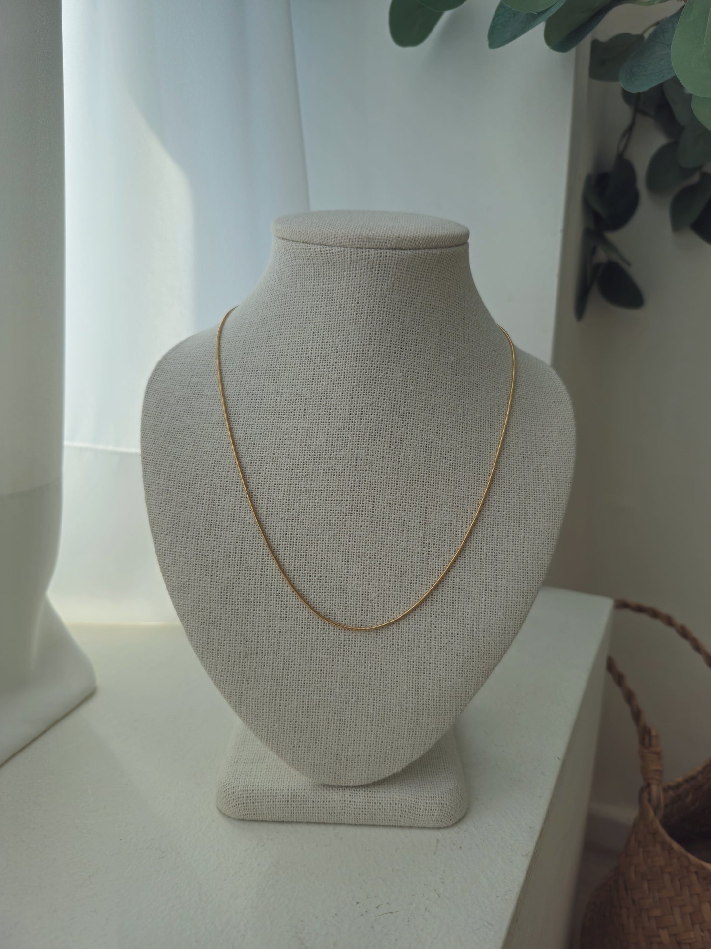 14k solid gold Full round sleek snake chain necklace. 0.8mm 1.2mm.