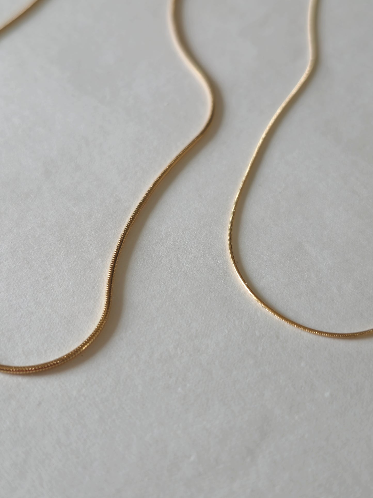 14k solid gold Full round sleek snake chain necklace. 0.8mm 1.2mm.