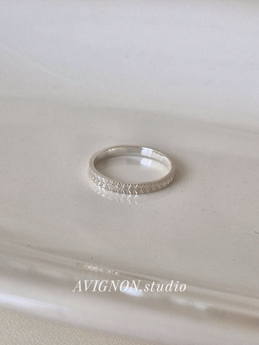 Diamond cut texture Ring. sterling silver ring.