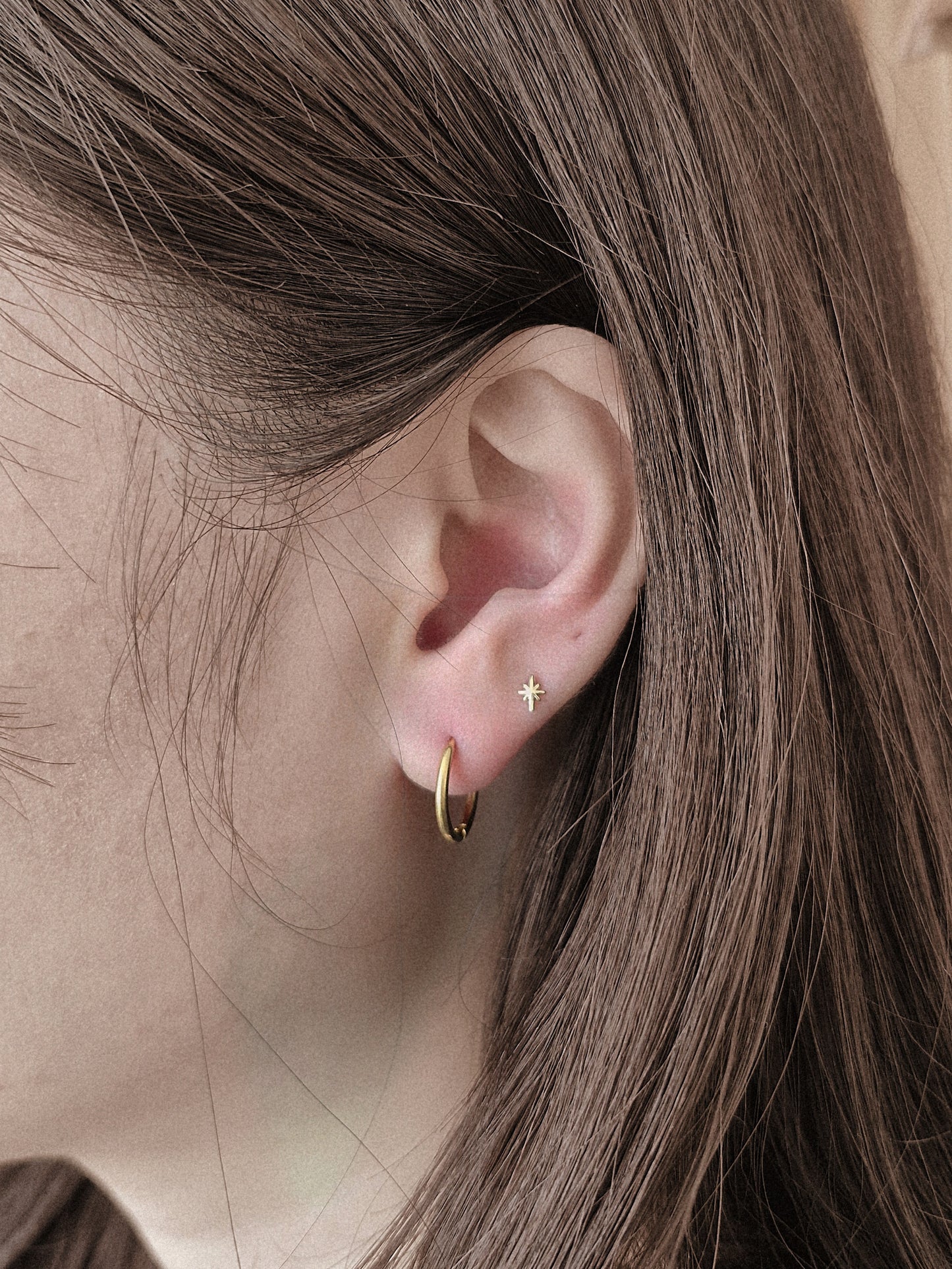 14K 18K solid gold Star piercing. Sterling silver star piercing stud.