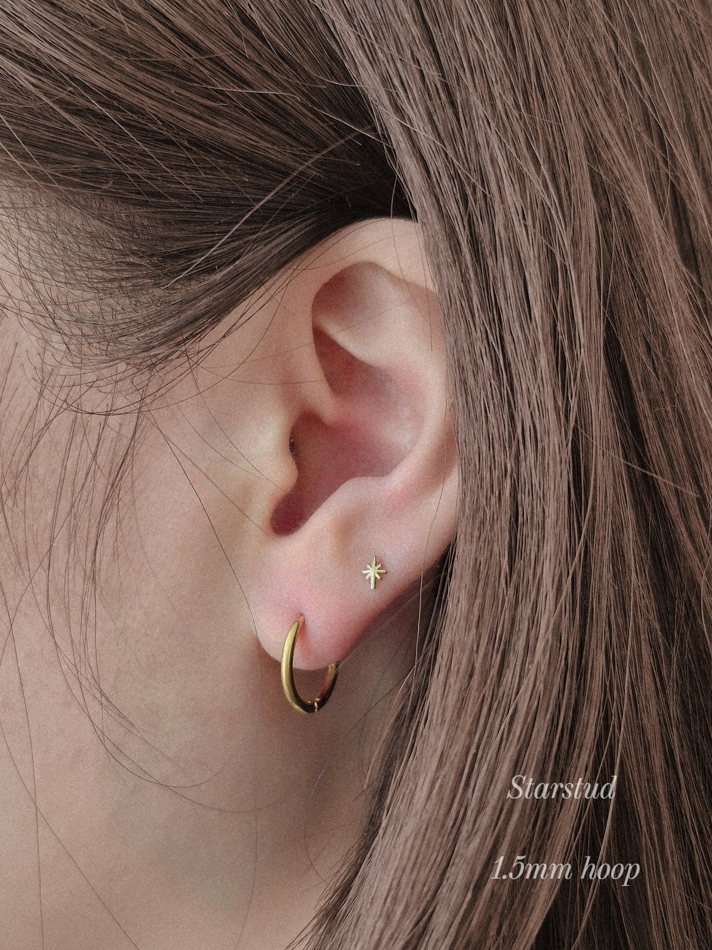 14K 18K solid gold Star piercing. Sterling silver star piercing stud.