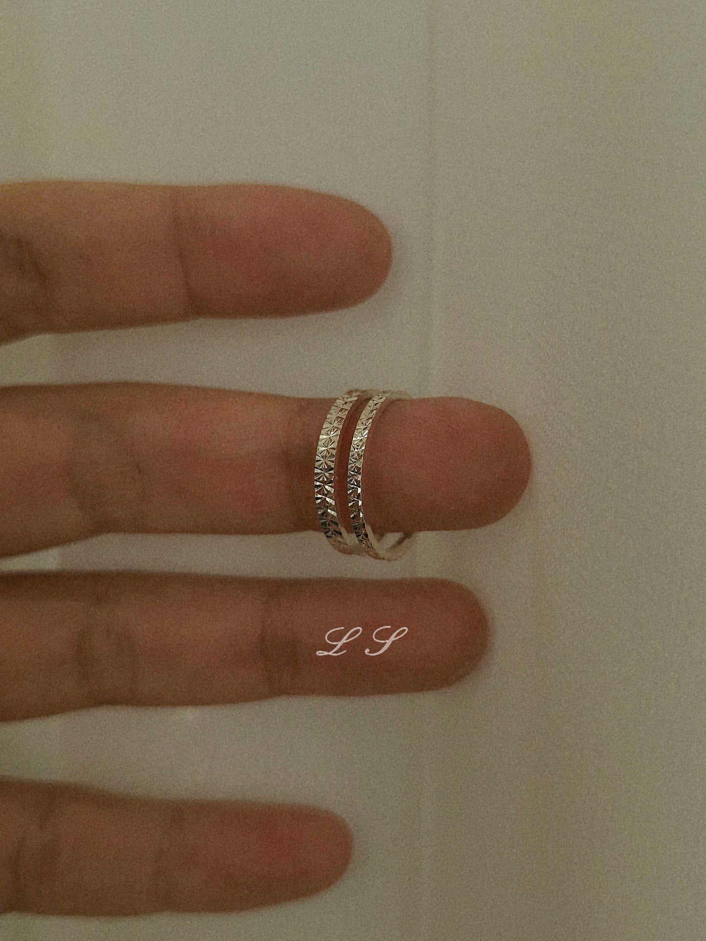 Diamond cut texture Ring. sterling silver ring.