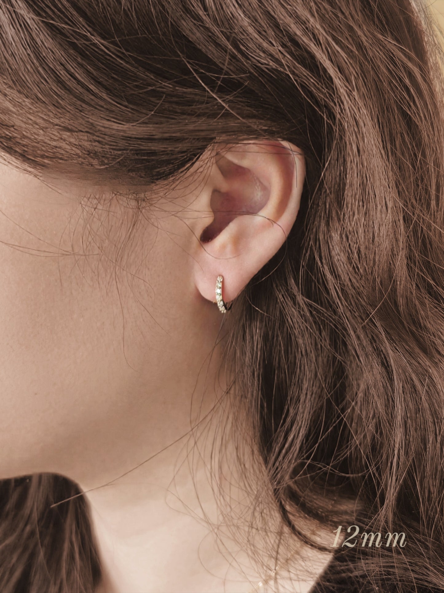 14K 18k solid Gold Daimond Moissanite Pave Huggie Earrings, Minimal Hoop, Everyday Dainty Jewelry