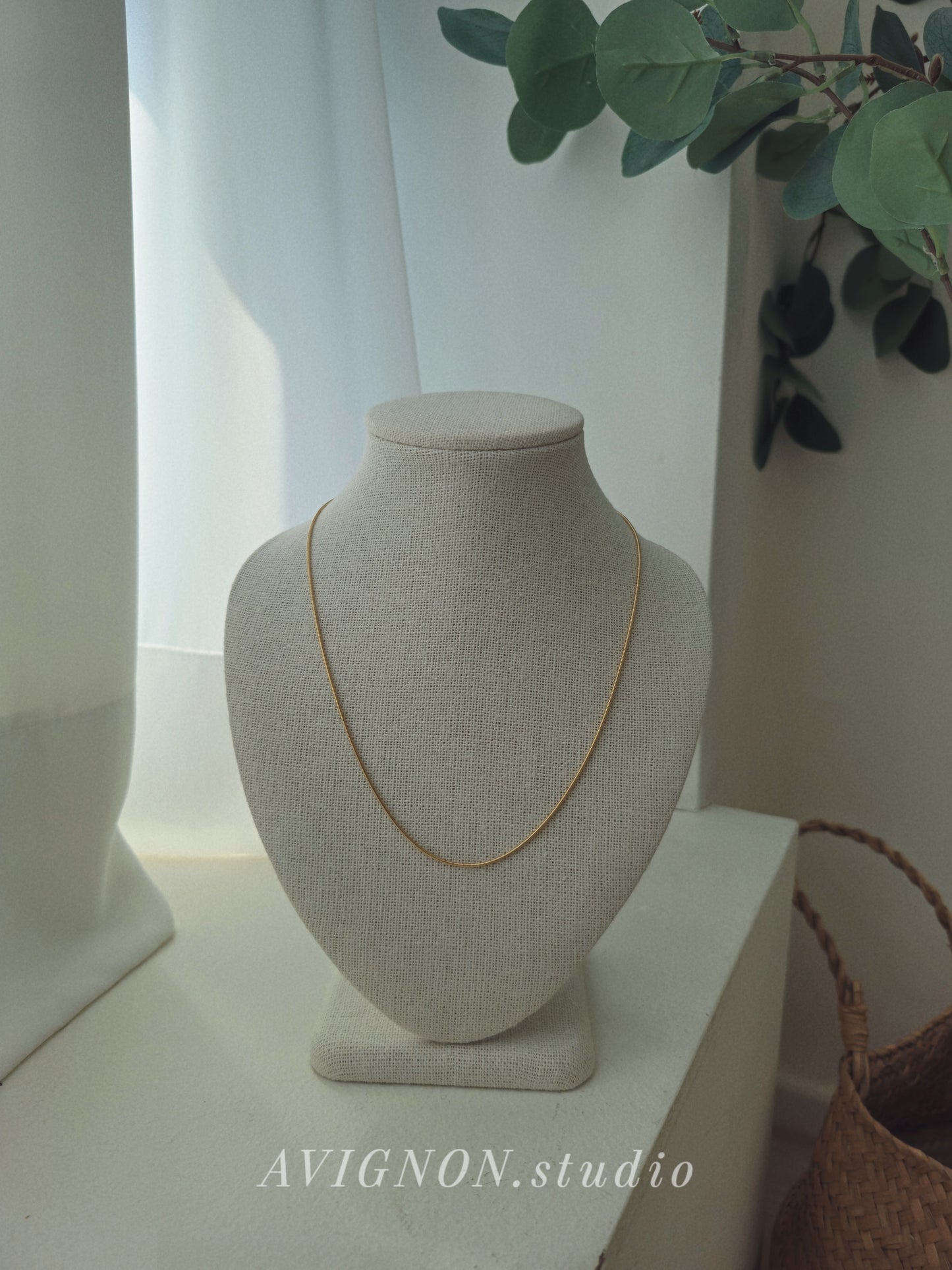 14k solid gold Full round sleek snake chain necklace. 0.8mm 1.2mm.