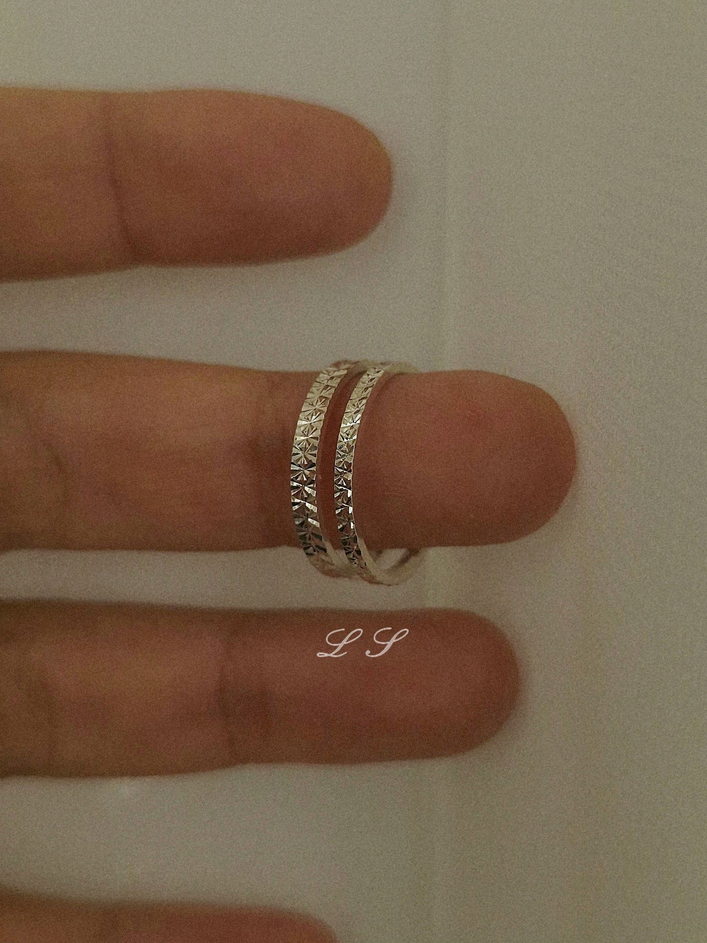 Diamond cut texture Ring. sterling silver ring.