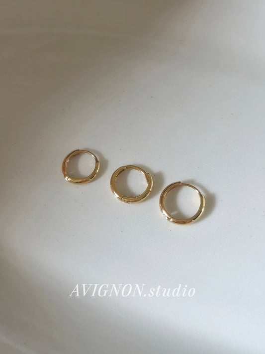 Minimal Huggie Hoop Earrings – 14K / 18K Solid Gold Small Clicker Hoops.