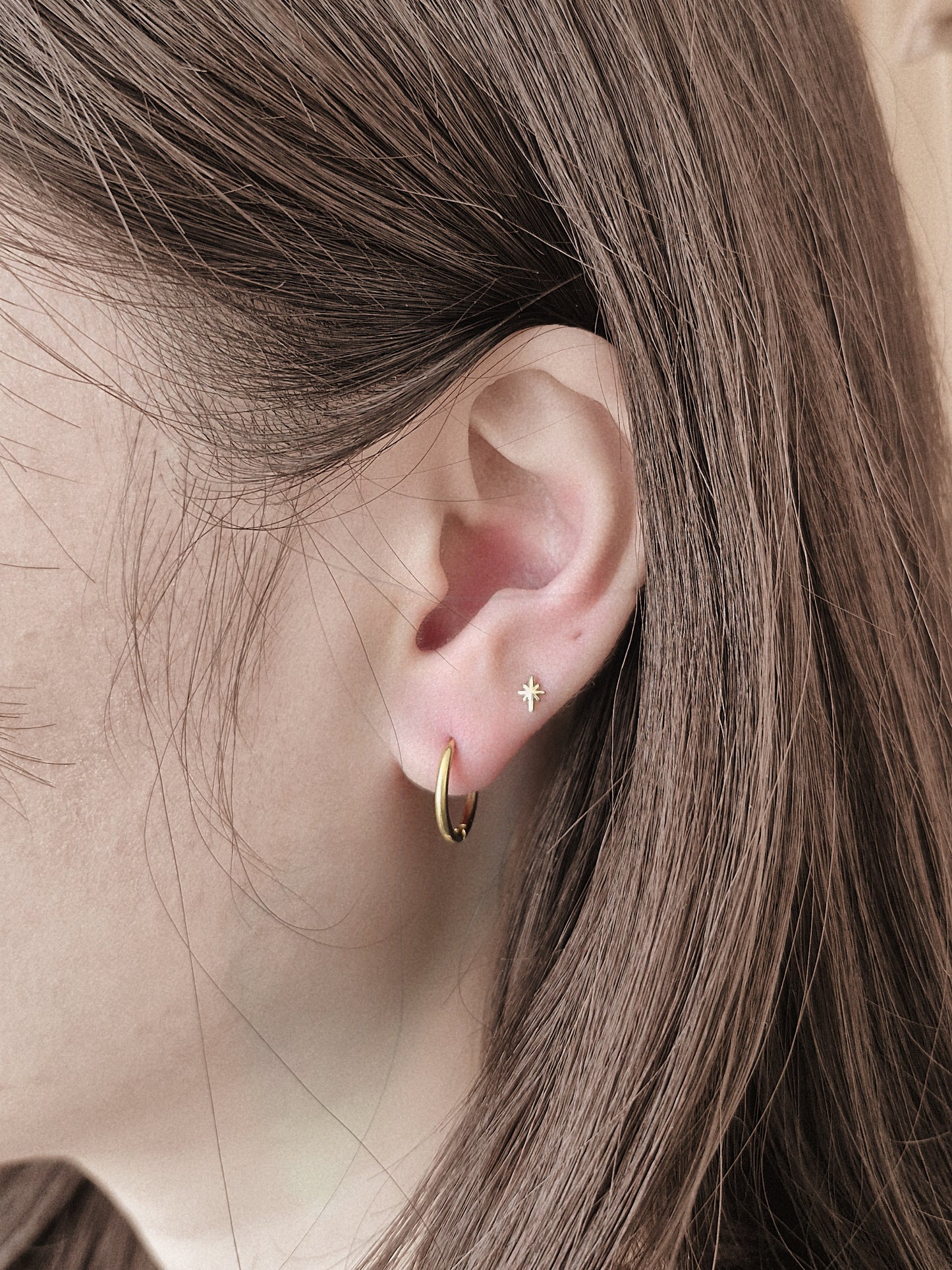 14K 18K solid gold Star piercing. Sterling silver star piercing stud.