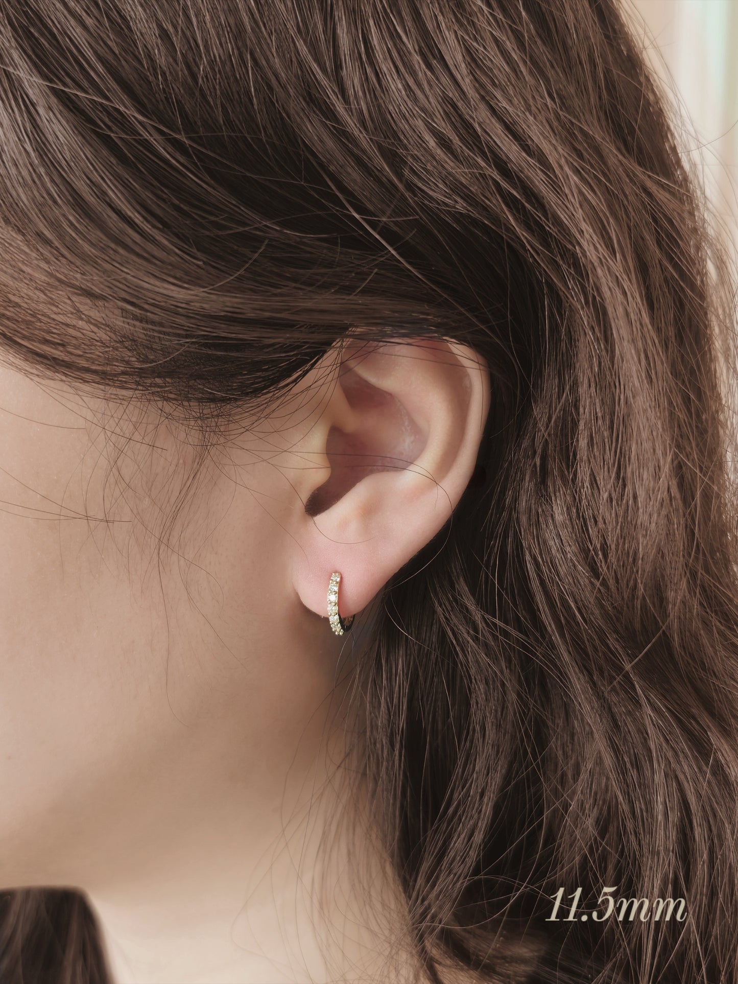 14K 18k solid Gold Daimond Moissanite Pave Huggie Earrings, Minimal Hoop, Everyday Dainty Jewelry