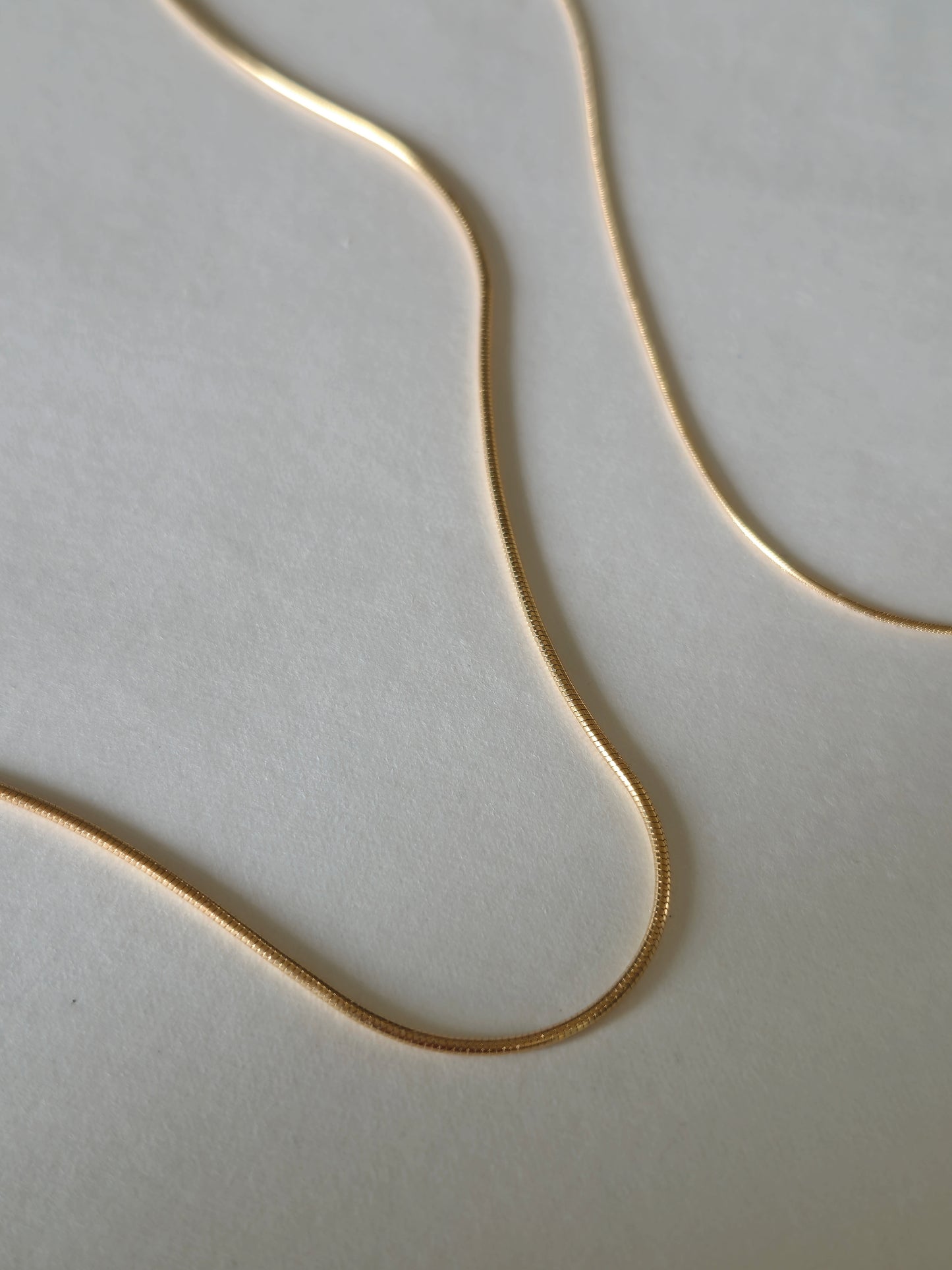 14k solid gold Full round sleek snake chain necklace. 0.8mm 1.2mm.