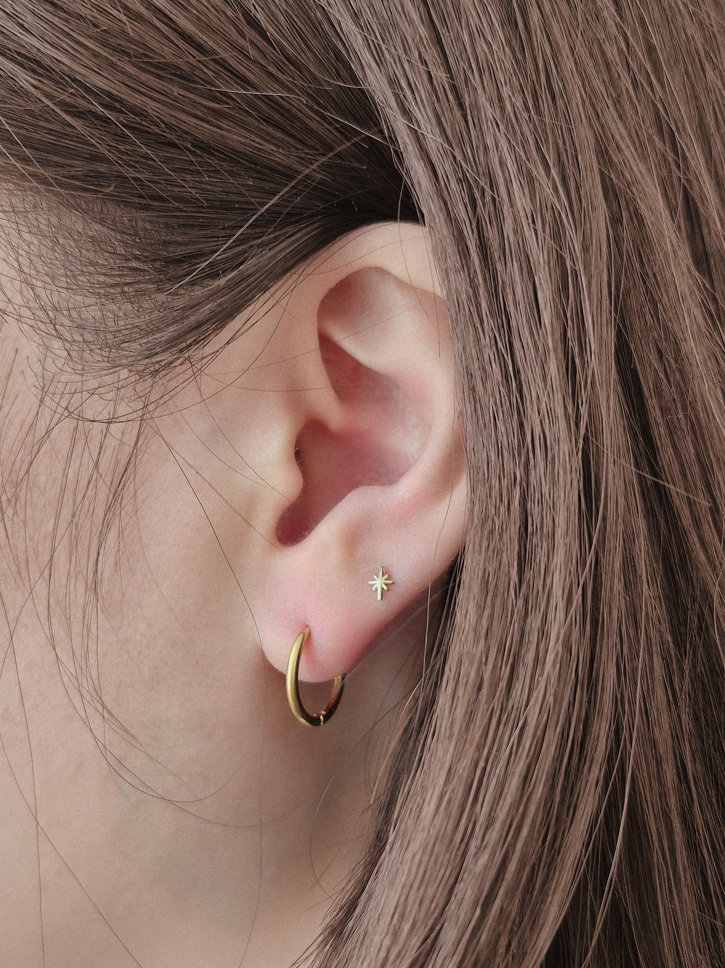 14K 18K solid gold Star piercing. Sterling silver star piercing stud.
