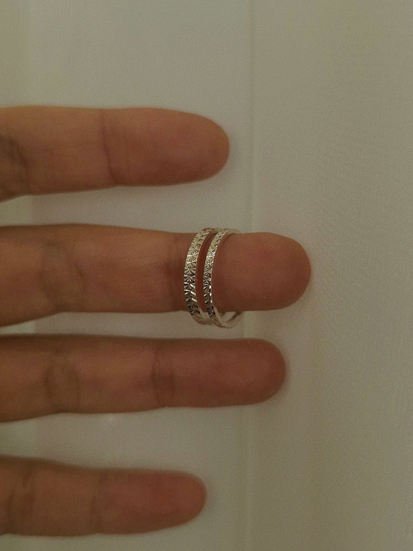 Diamond cut texture Ring. sterling silver ring.