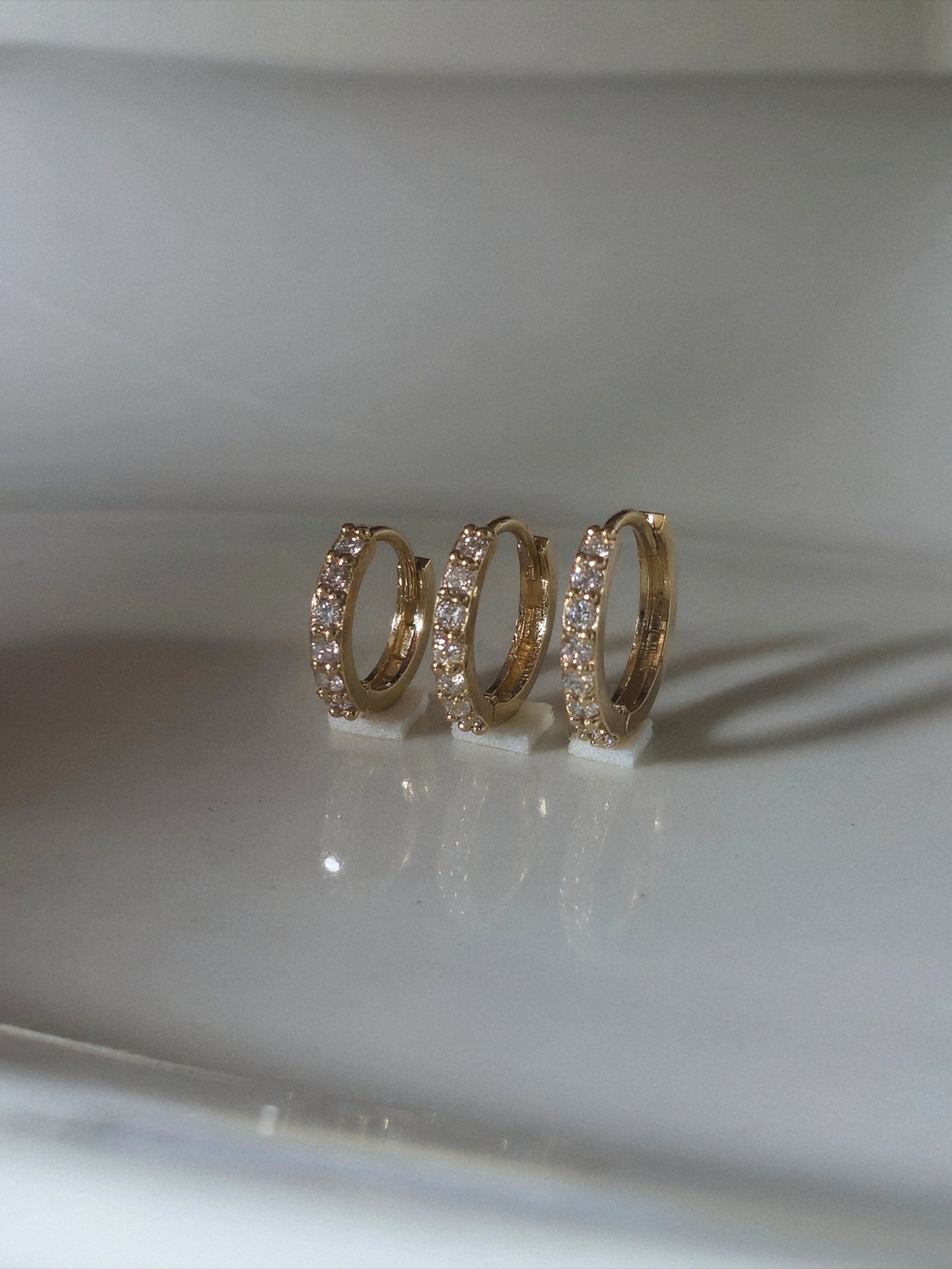 14K 18k solid Gold Daimond Moissanite Pave Huggie Earrings, Minimal Hoop, Everyday Dainty Jewelry