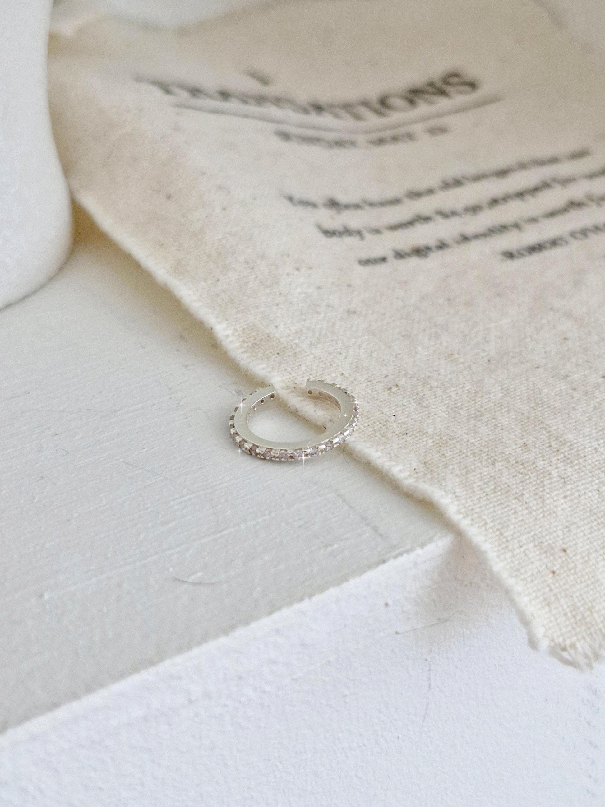 silver cubic zirconia ear cuff ear wrap. sterling silver. non-piercing. Price for single.