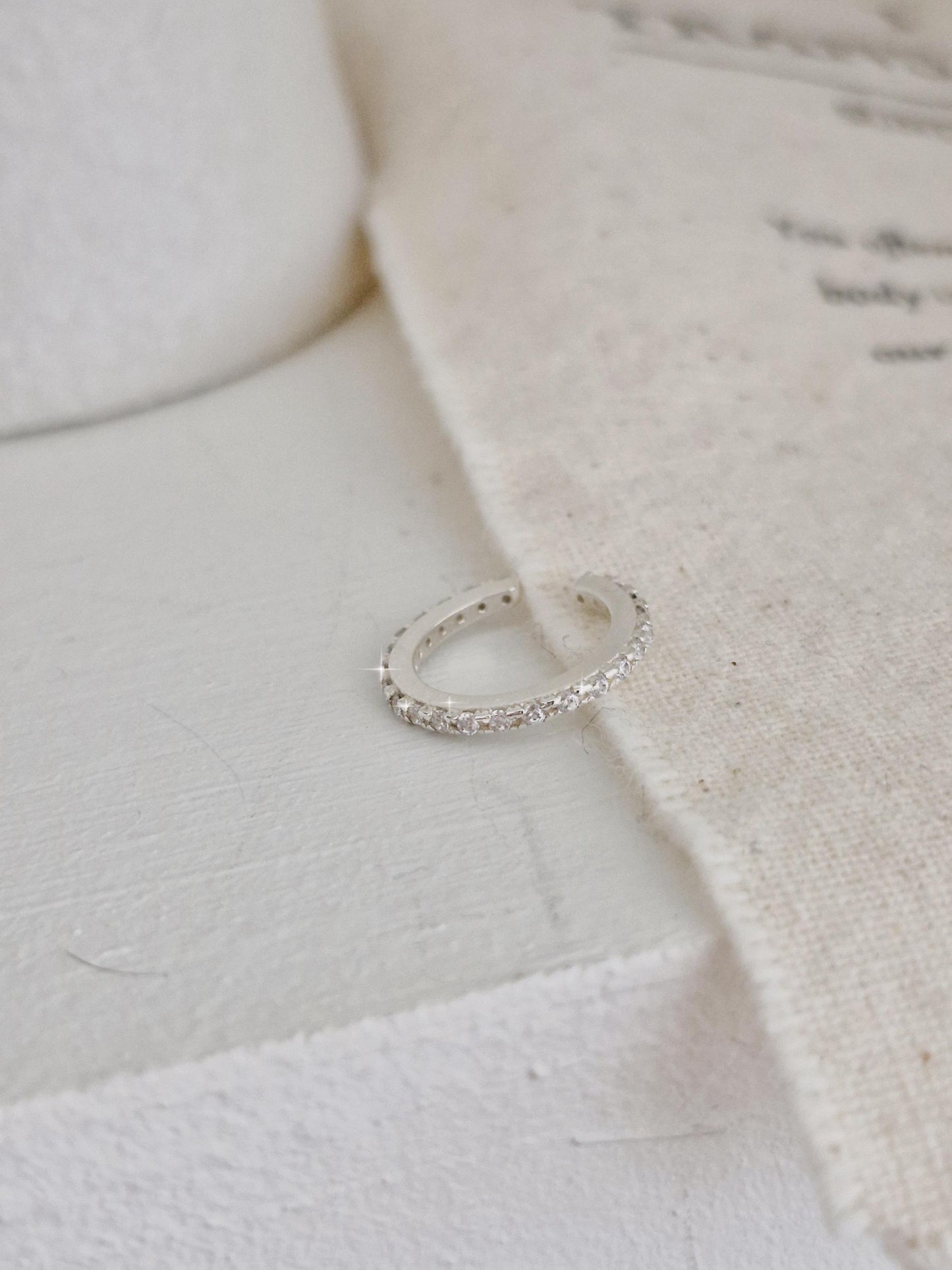 silver cubic zirconia ear cuff ear wrap. sterling silver. non-piercing. Price for single.