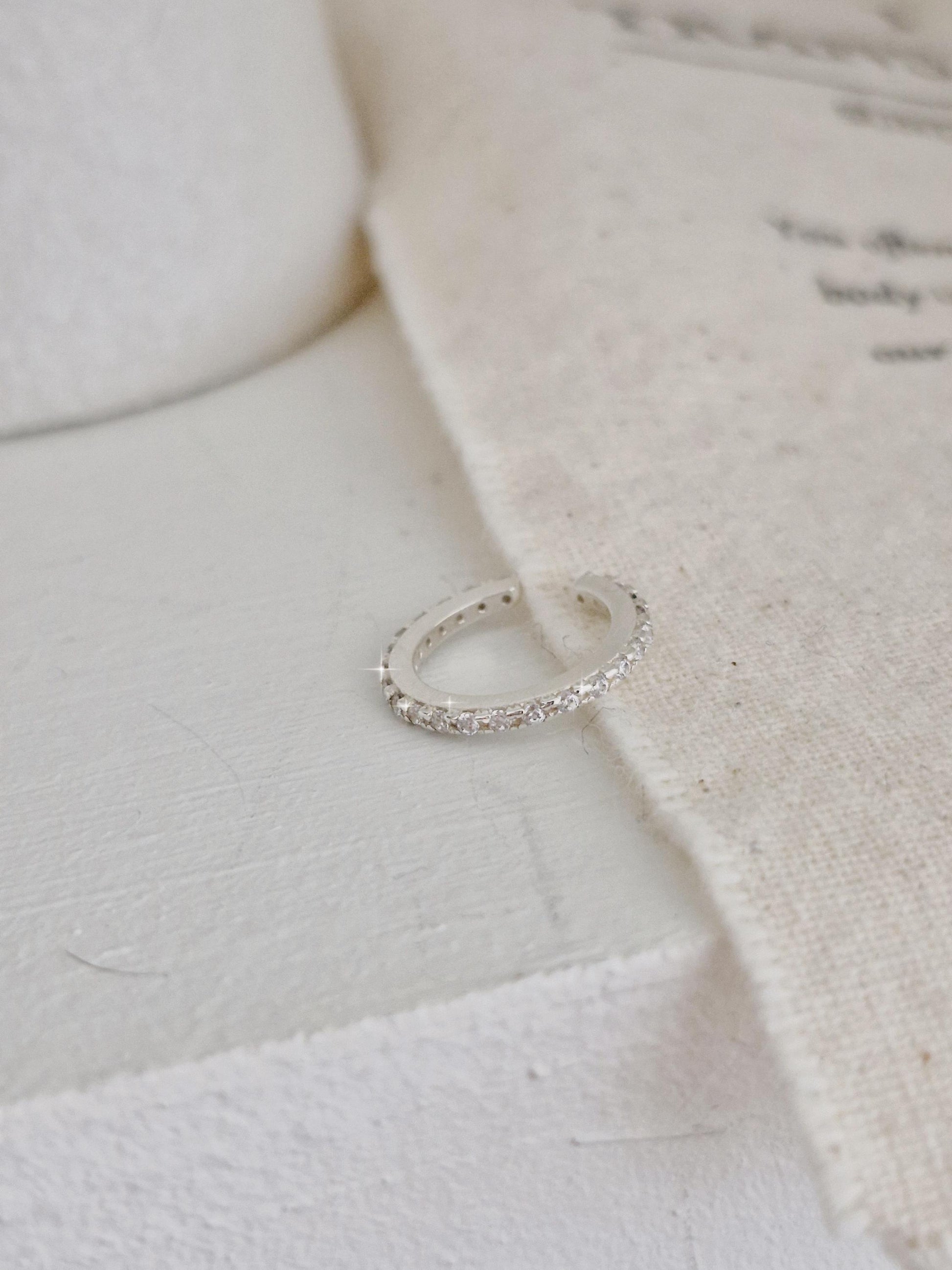 silver cubic zirconia ear cuff ear wrap. sterling silver. non-piercing. Price for single.
