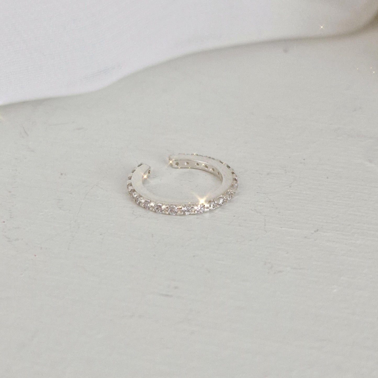 silver cubic zirconia ear cuff ear wrap. sterling silver. non-piercing. Price for single.