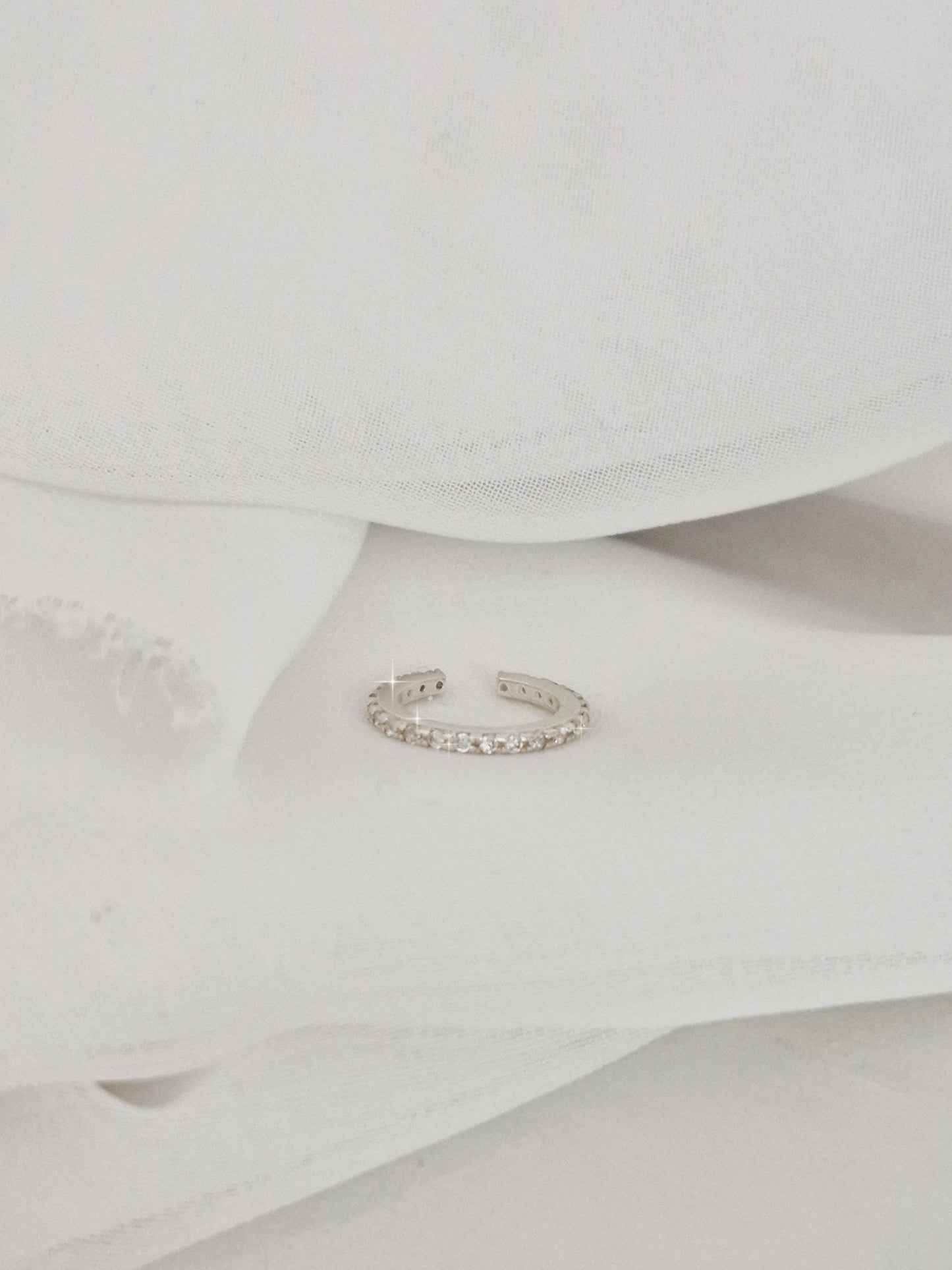 silver cubic zirconia ear cuff ear wrap. sterling silver. non-piercing. Price for single.