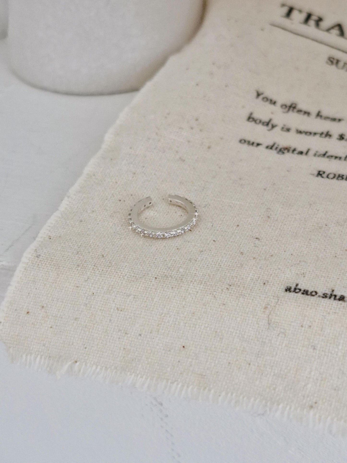 silver cubic zirconia ear cuff ear wrap. sterling silver. non-piercing. Price for single.