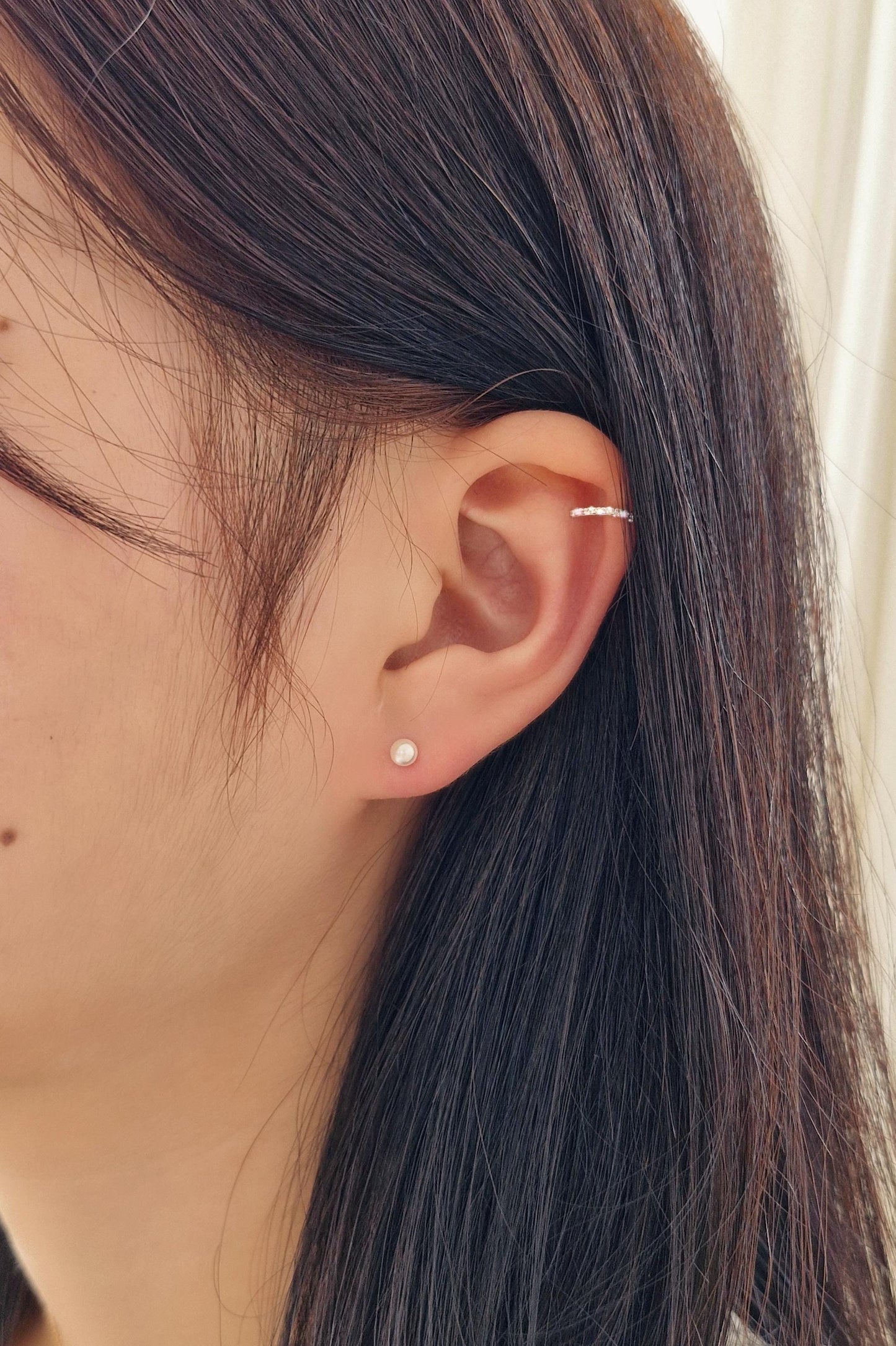 silver cubic zirconia ear cuff ear wrap. sterling silver. non-piercing. Price for single.