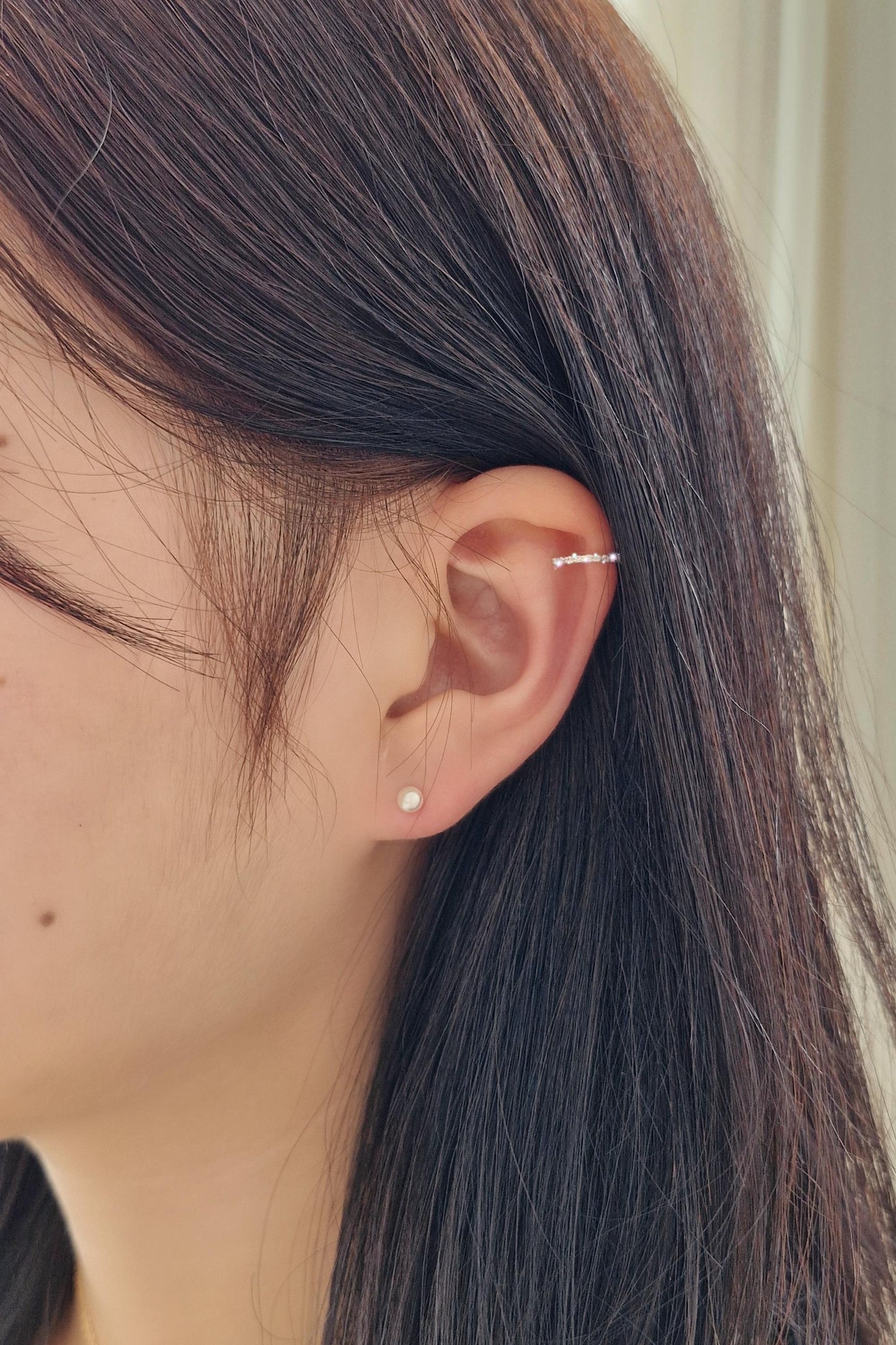 silver cubic zirconia ear cuff ear wrap. sterling silver. non-piercing. Price for single.