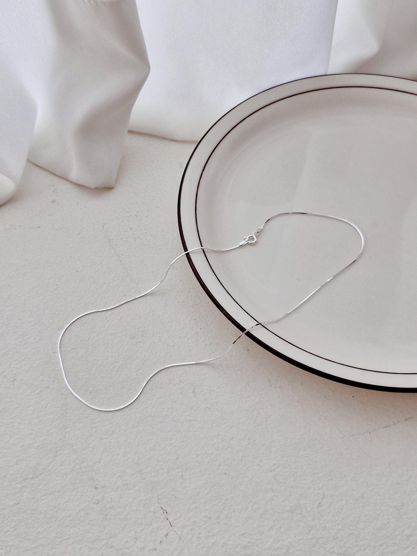 sleek thin 1mm  snake chain necklace 925 sterling silver .