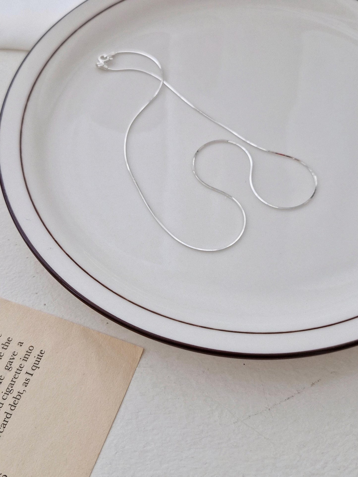 sleek thin 1mm  snake chain necklace 925 sterling silver .
