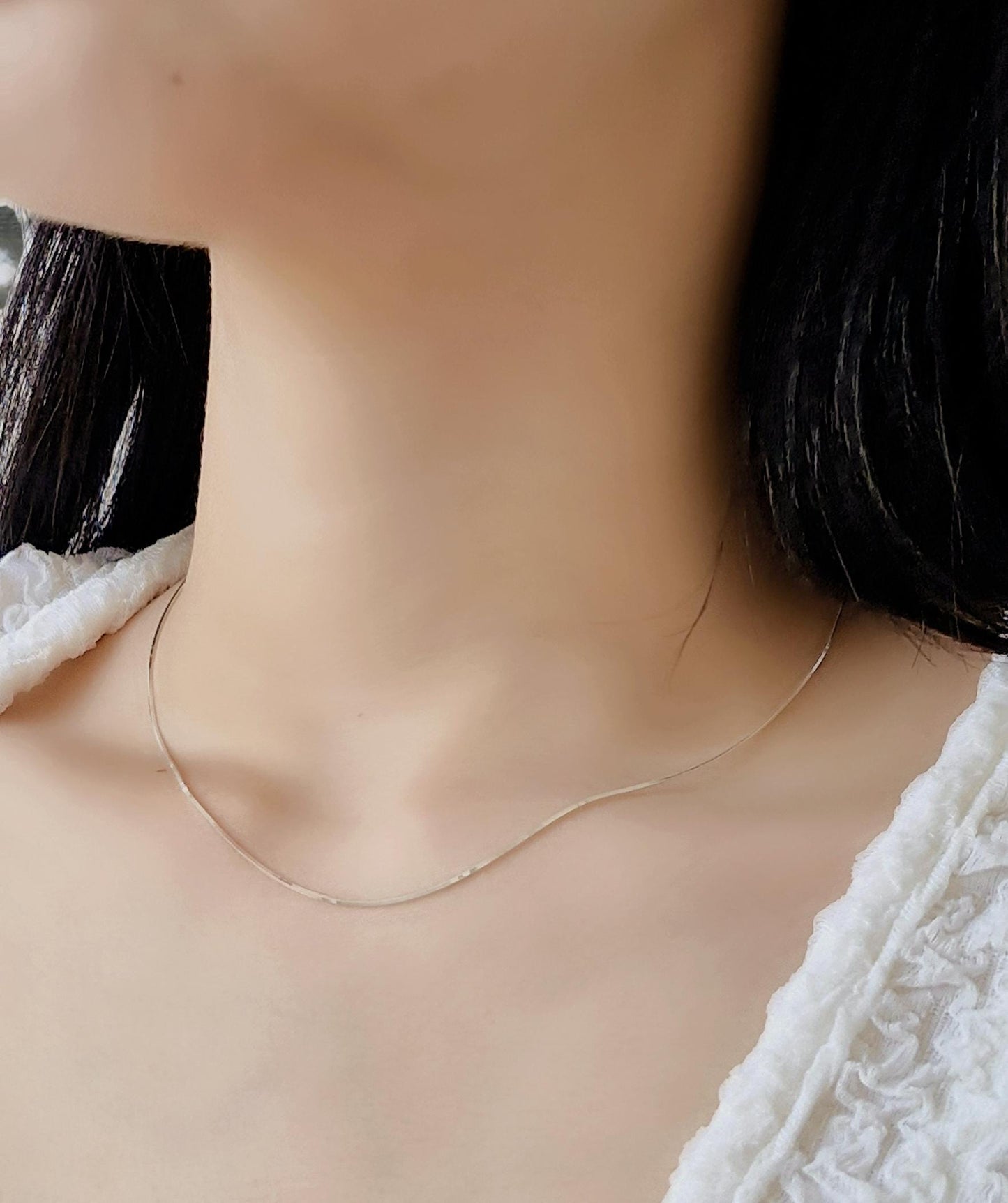 sleek thin 1mm  snake chain necklace 925 sterling silver .