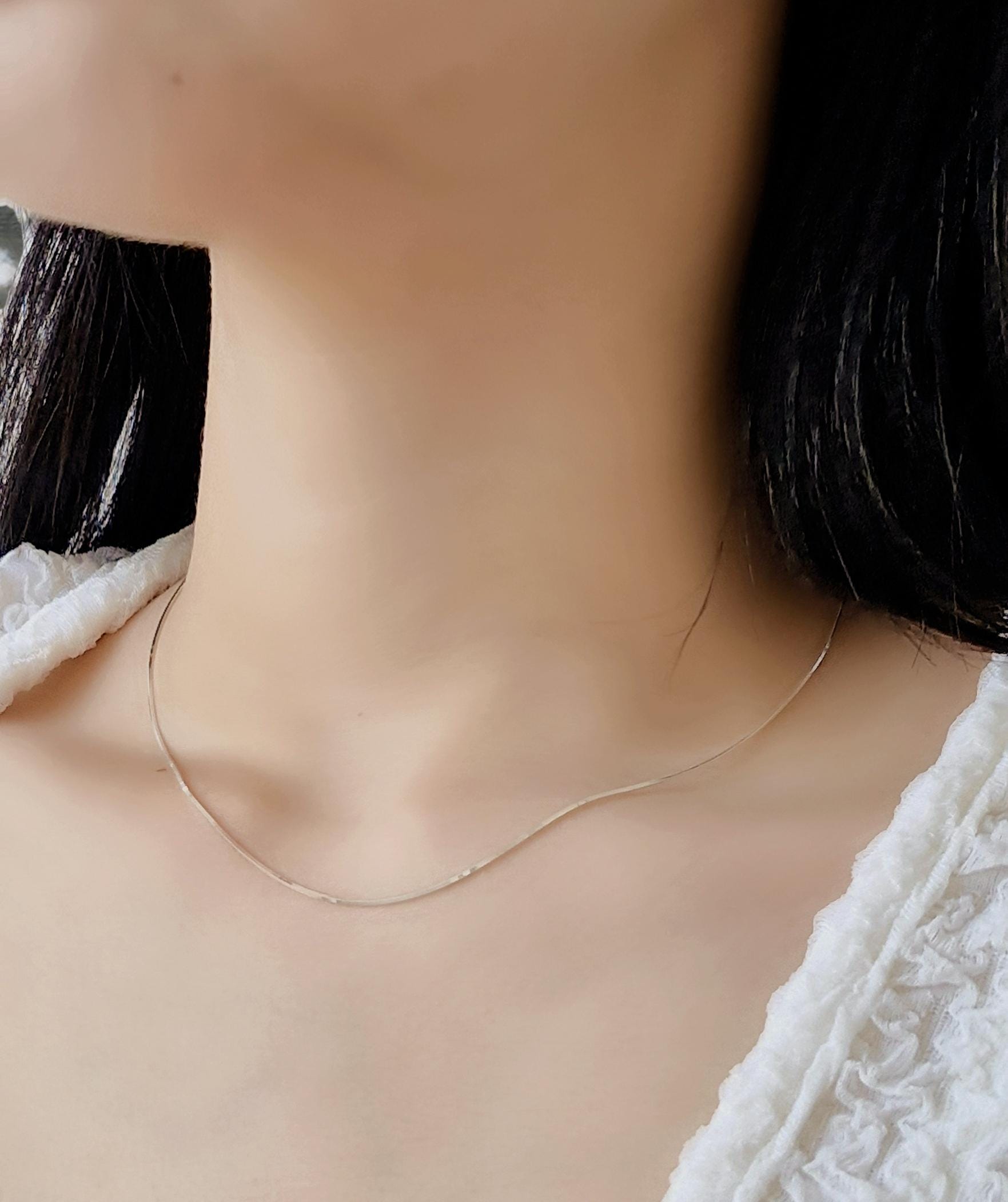 sleek thin 1mm  snake chain necklace 925 sterling silver .