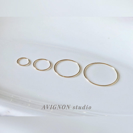 slim thin 14k solid gold hoop. wire hoop earring.10mm 14mm 21mm 27mm