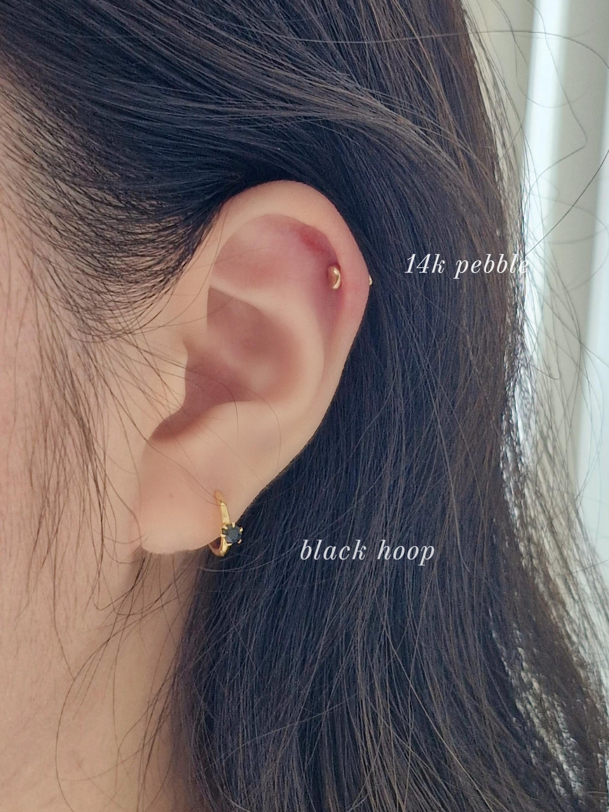 sterling Silver 925 Mini Huggie Hoop Earrings with 4mm Black Cubic Huggie. 10mm.Hinged CZ Clicker Hoop. Pair earrings.