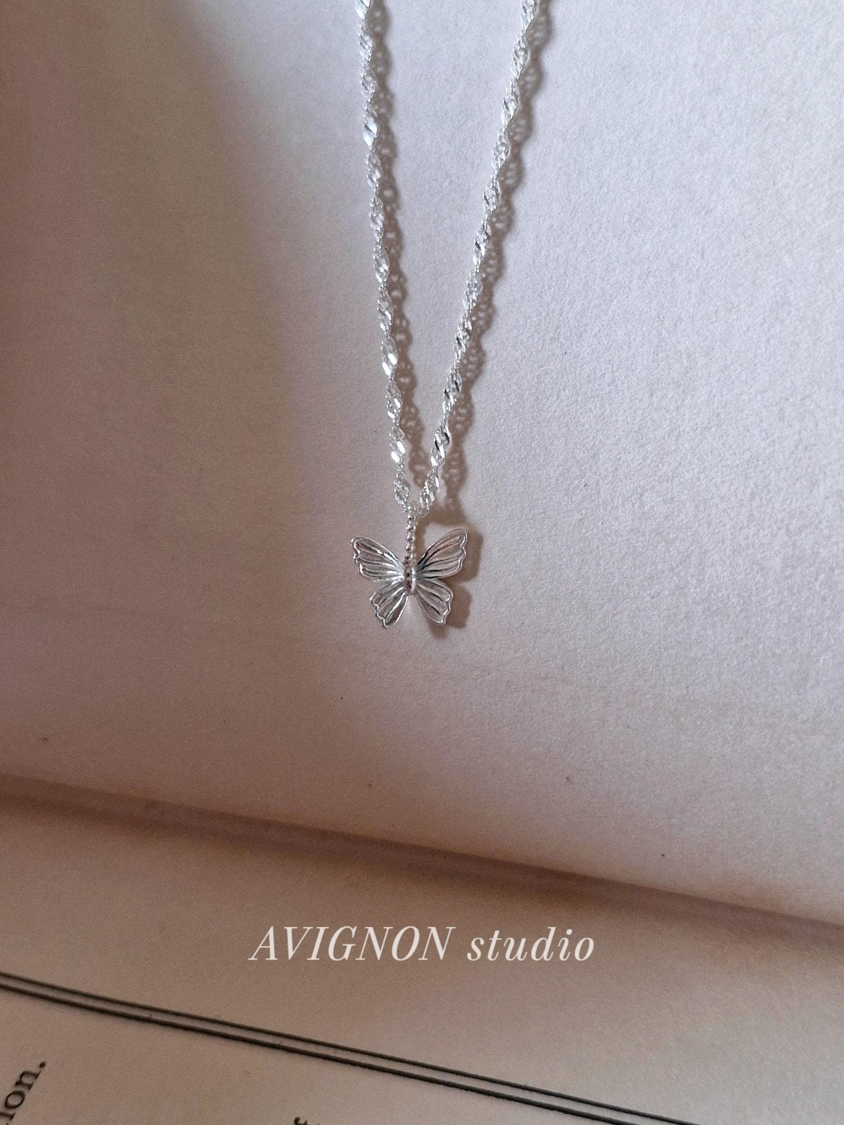 sterling silver 925 Butterfly necklace. silver butterfly necklace.