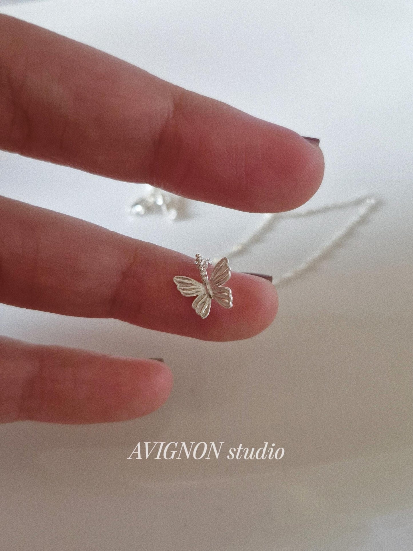 sterling silver 925 Butterfly necklace. silver butterfly necklace.