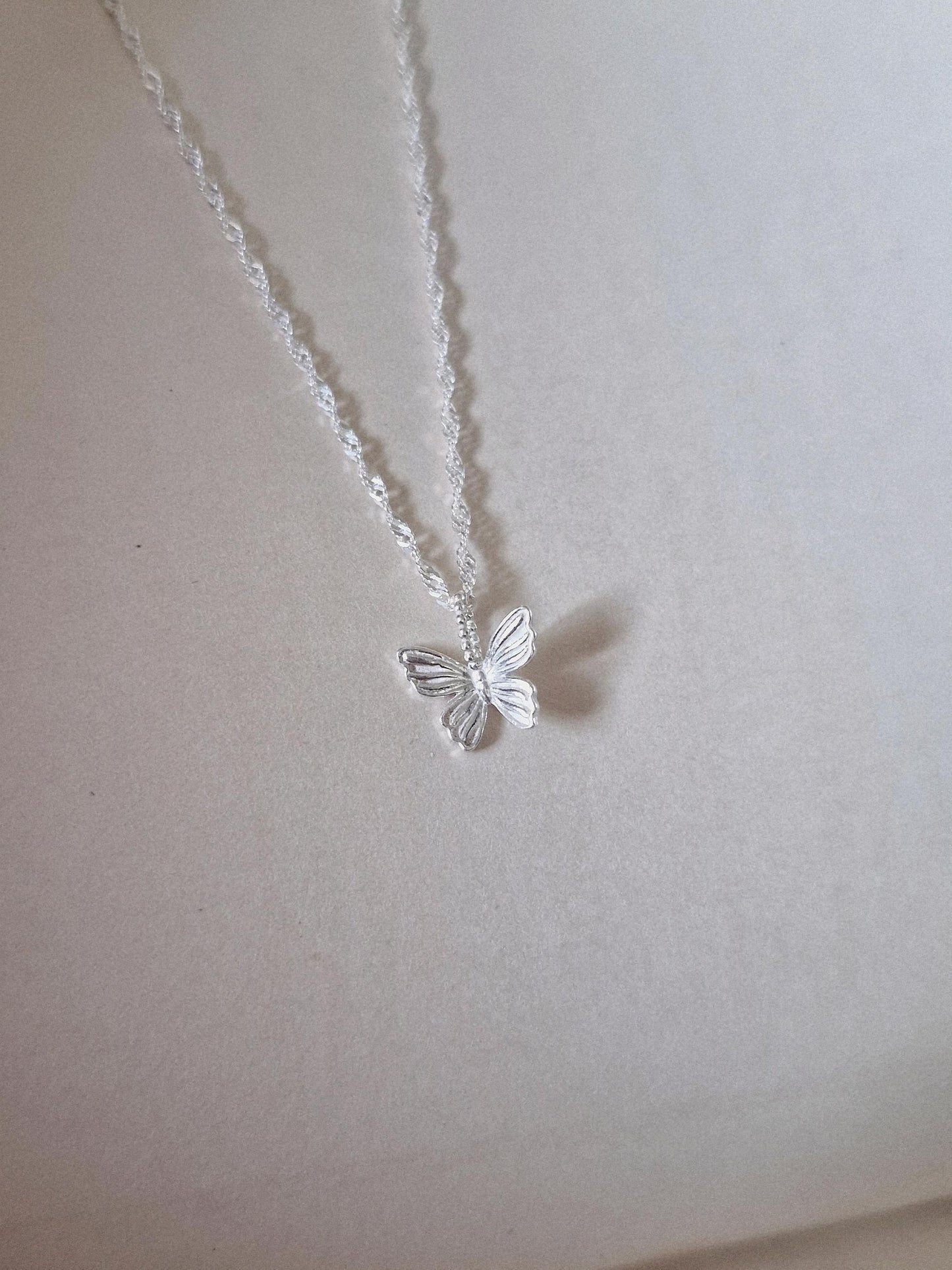 sterling silver 925 Butterfly necklace. silver butterfly necklace.