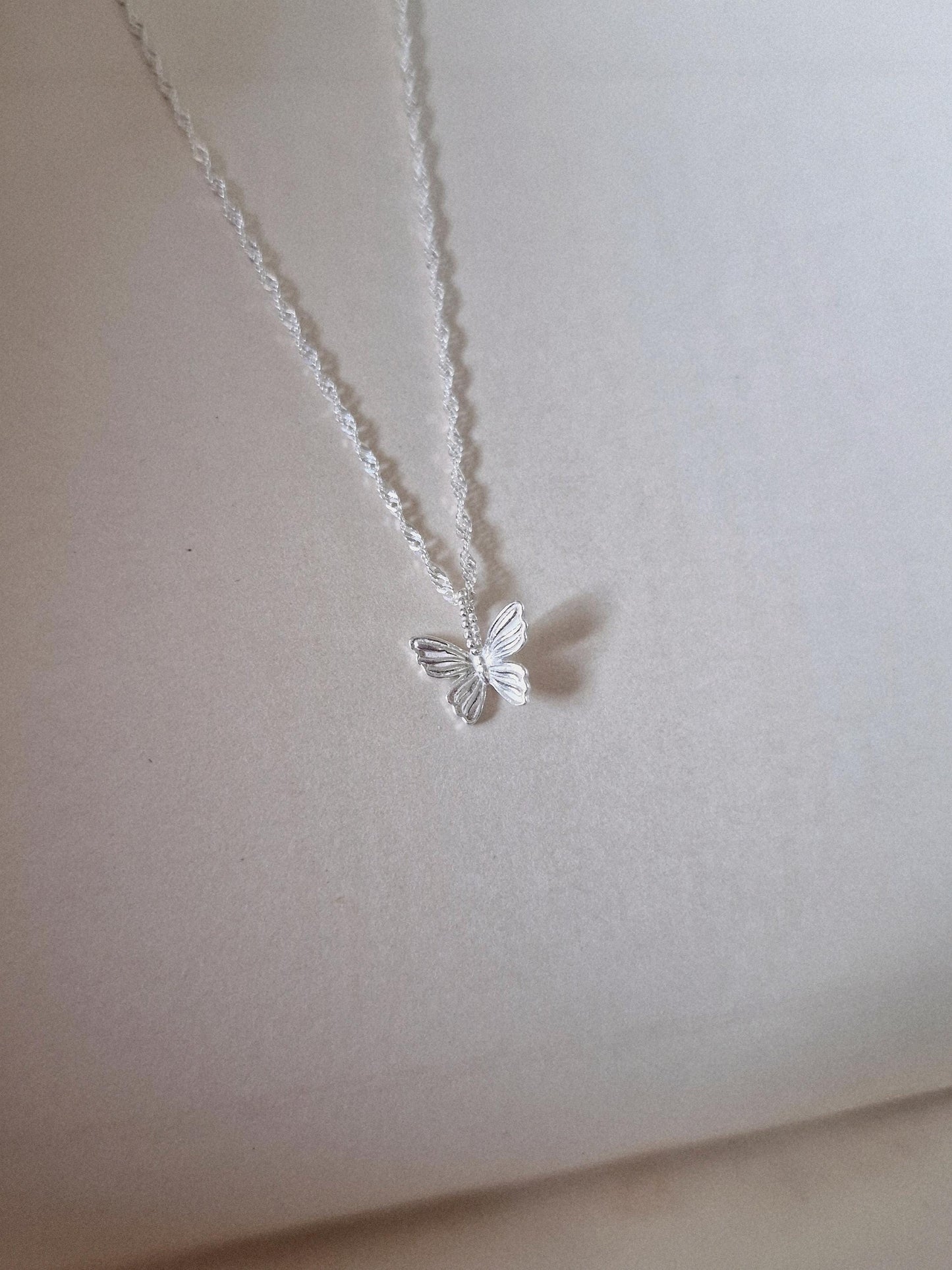 sterling silver 925 Butterfly necklace. silver butterfly necklace.