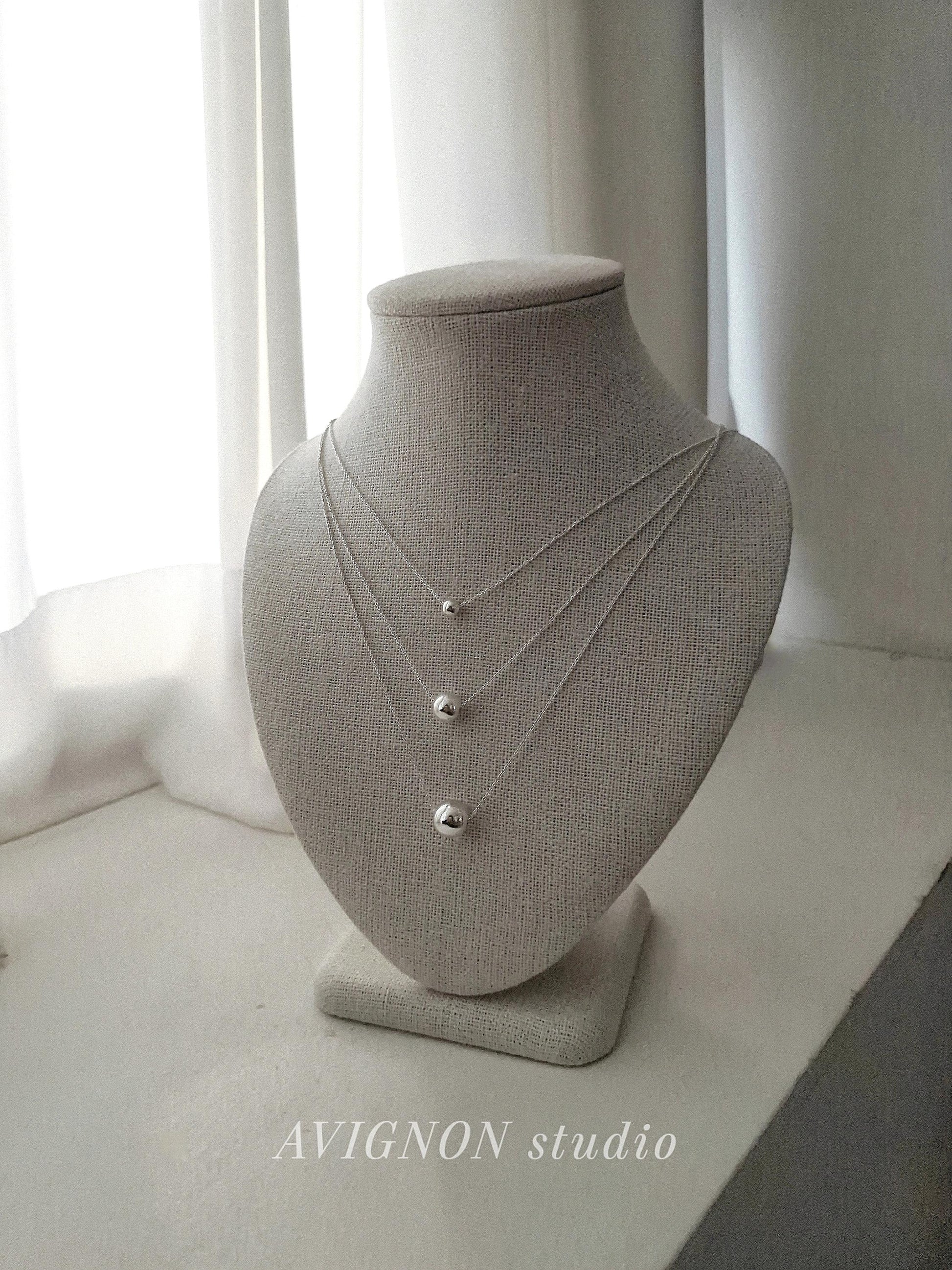 sterling silver ball pendant necklace. silver ball necklace.