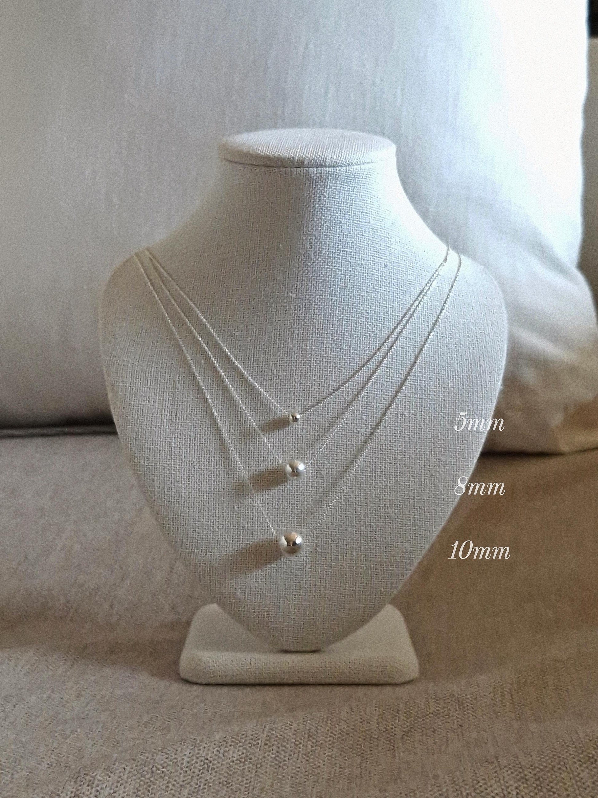 sterling silver ball pendant necklace. silver ball necklace.