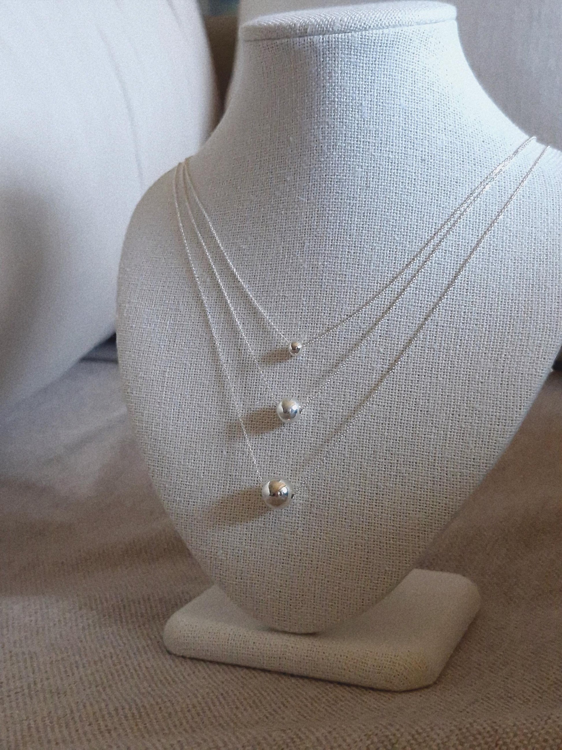sterling silver ball pendant necklace. silver ball necklace.
