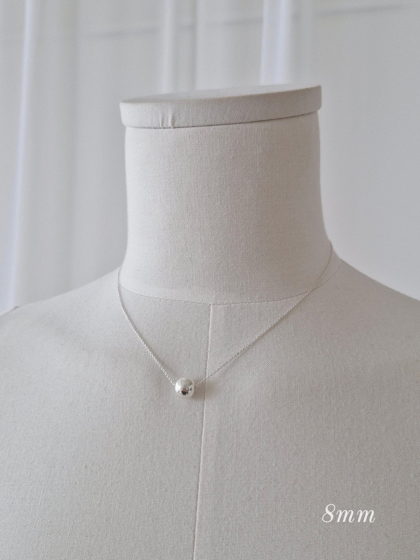 sterling silver ball pendant necklace. silver ball necklace.
