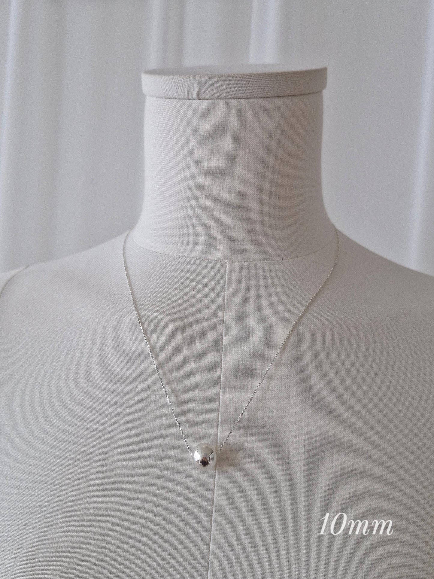 sterling silver ball pendant necklace. silver ball necklace.