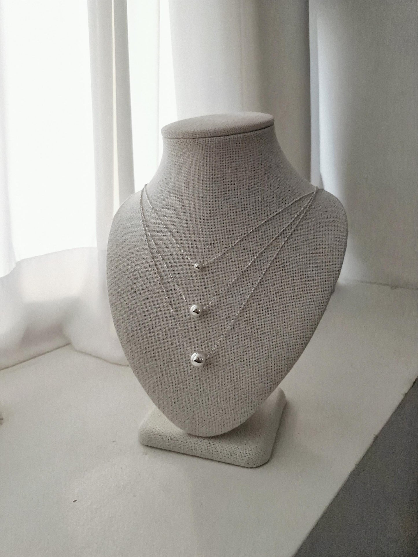 sterling silver ball pendant necklace. silver ball necklace.