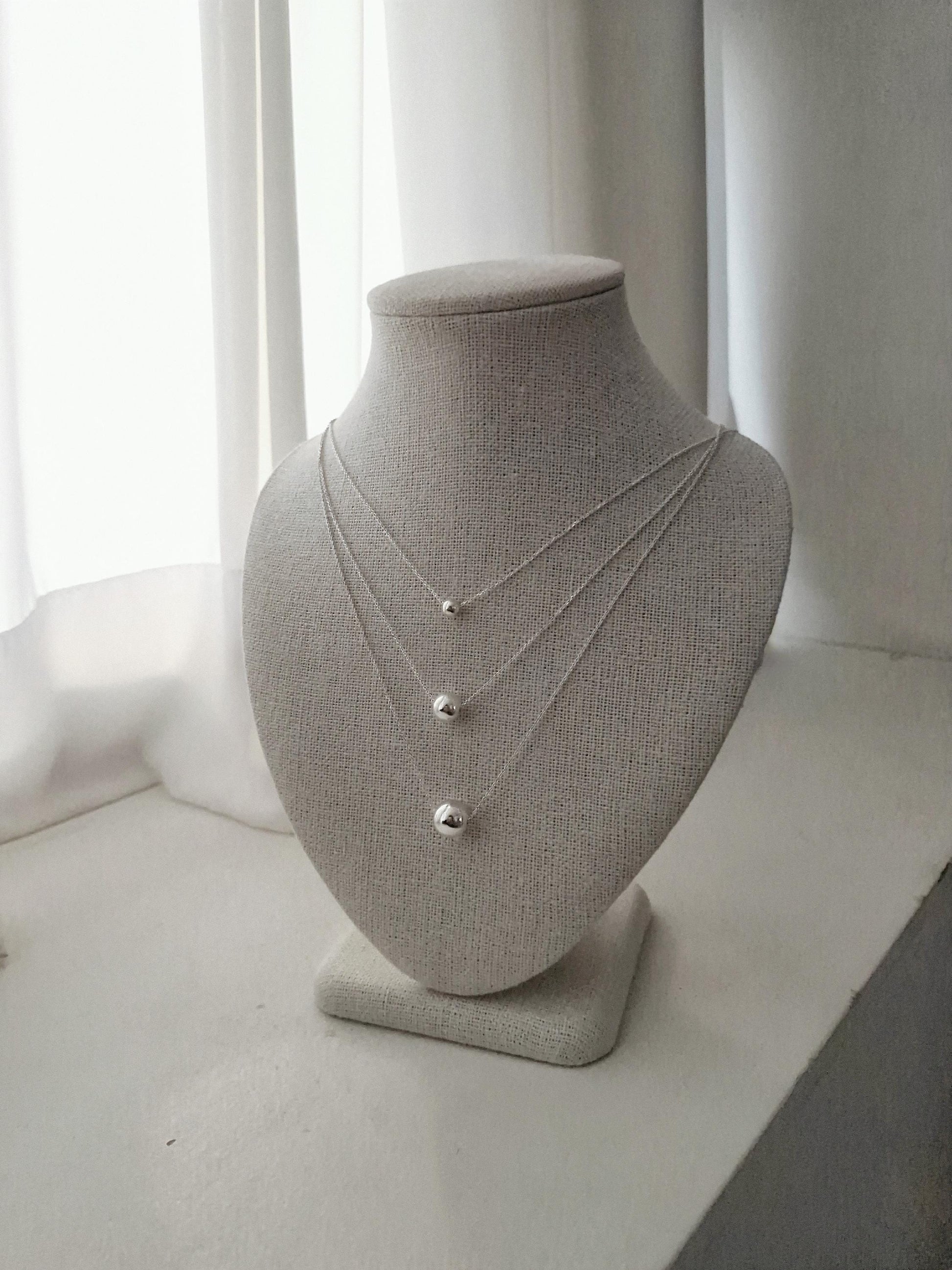 sterling silver ball pendant necklace. silver ball necklace.