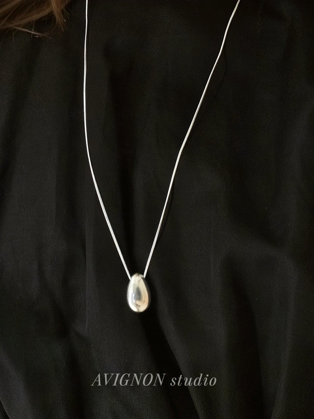 sterling silver 925 bold tear drop necklace long necklace.