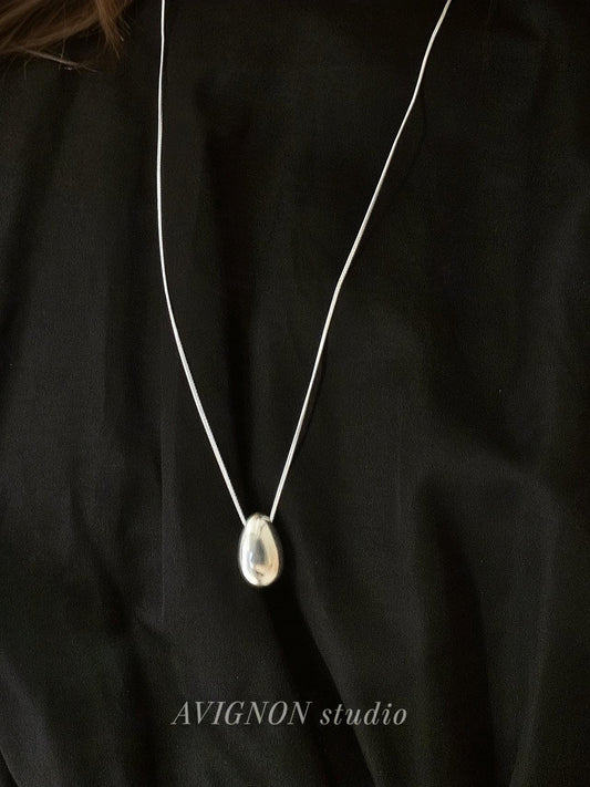 sterling silver 925 bold tear drop necklace long necklace.