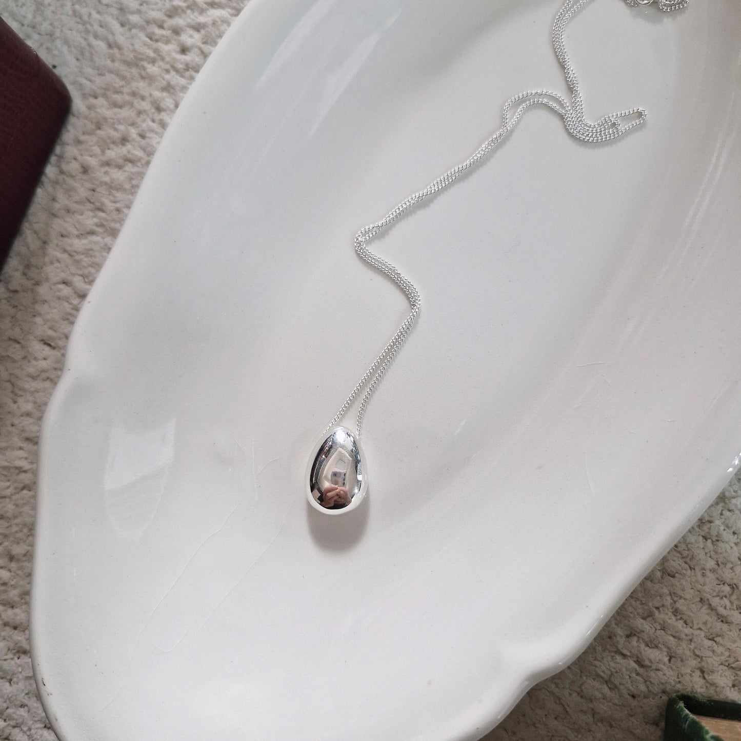 sterling silver 925 bold tear drop necklace long necklace.