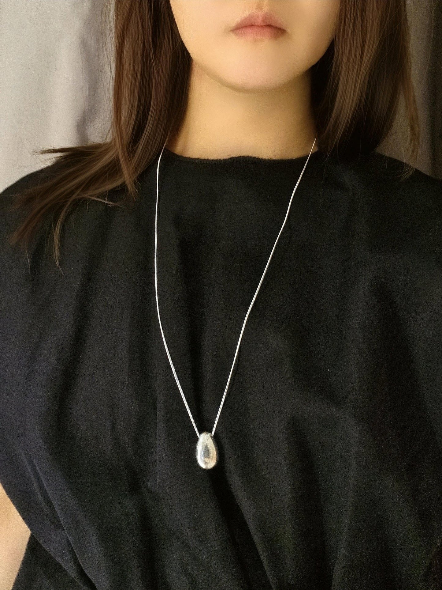 sterling silver 925 bold tear drop necklace long necklace.
